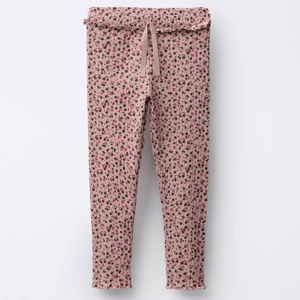 Zara PRINTED RIBBED LEGGINGS